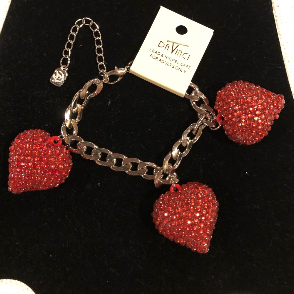 DaVinci Silver Bracelet with Acrylic Puffy Hearts